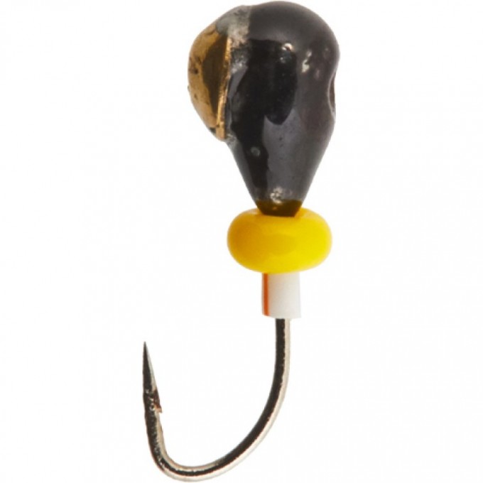 Мормышка вольфрамовая LUCKY JOHN КАПЛЯ с отверстием (коза) с коронкой с бисером 40мм, цвет go LJ33040-02