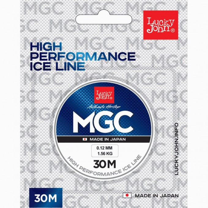Леска монофильная зимняя LUCKY JOHN MGC, 30 м - 0.18 мм, прозрачная LJ4000-018