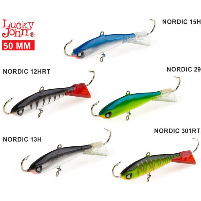 Балансиры LUCKY JOHN 5шт набор MIX NORDIC 5 50мм/12HRT/13H/15H/29/301RT 5шт без тройника LJB-011SET