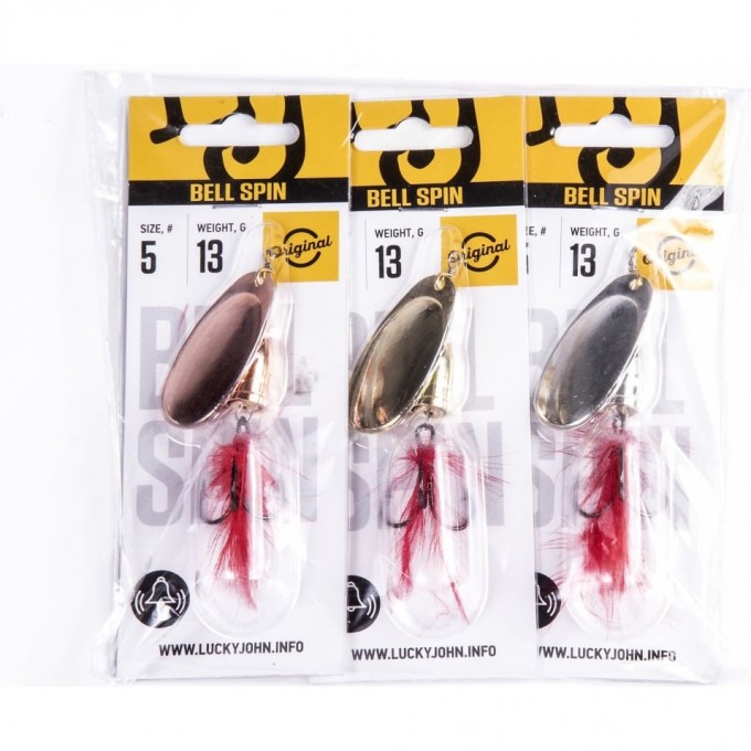 Блесна вращающаяся LUCKY JOHN BELL SPIN №5, 13г, цвет C/G/S 3шт. LJBS05-002SET