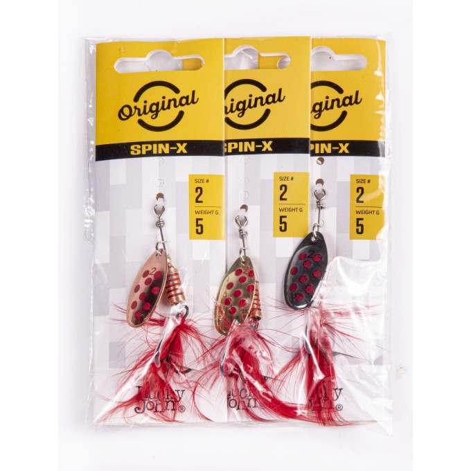 Блесна вращающаяся LUCKY JOHN SPIN X ROUND 04 11г, цвет CR/GR/SR 3шт. LJSR04-001SET