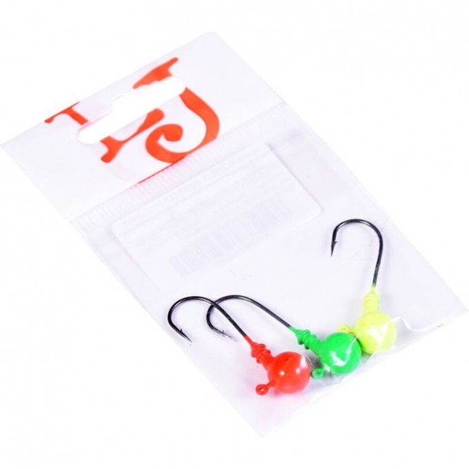 Джиг-головки LUCKY JOHN BALL RGY 14г, крючок №2, уп. 3шт LJBLJ-014MIX1