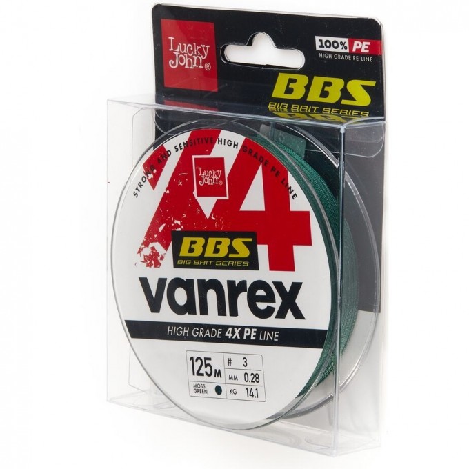 Леска плетёная LUCKY JOHN VANREX BBS Х4 BRAID MOSS Green 125 м - 0,28 мм LJ4114-028