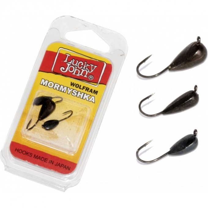Мормышки вольфрамовые LUCKY JOHN 3шт набор 18, КАПЛЯ с петелькой, диаметр 030мм, 040мм, 050мм, цвет B LJTM-018SET