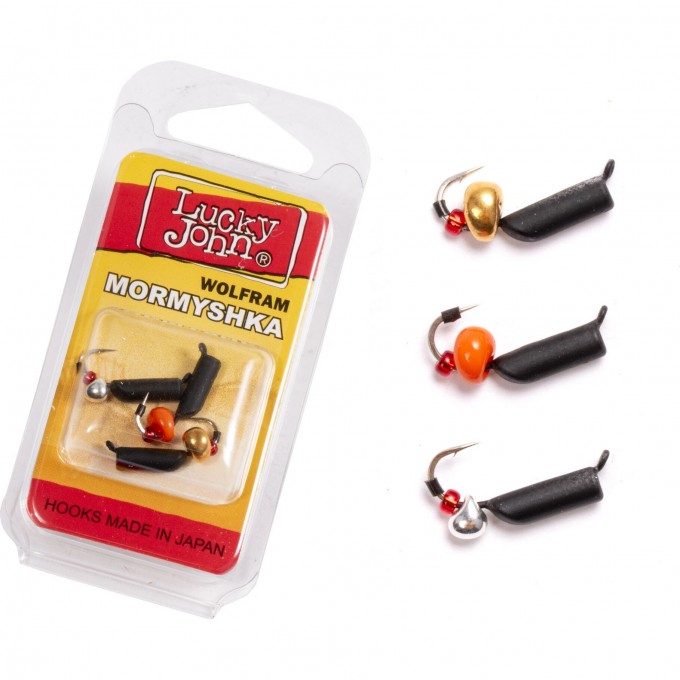 Мормышки вольфрамовые LUCKY JOHN с петелькой 3шт набор СТОЛБИК безнасадочный LJTM-032SET