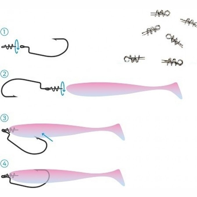Спирали LUCKY JOHN CORKSCROW KIT L для крепления силиконовых приманок 7шт. LJP5120-L