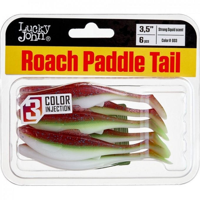 Виброхвост LUCKY JOHN PRO SERIES ROACH PADDLE TAIL 3.5in (8,9 см), цвет g03 6Шт. 140180-G03