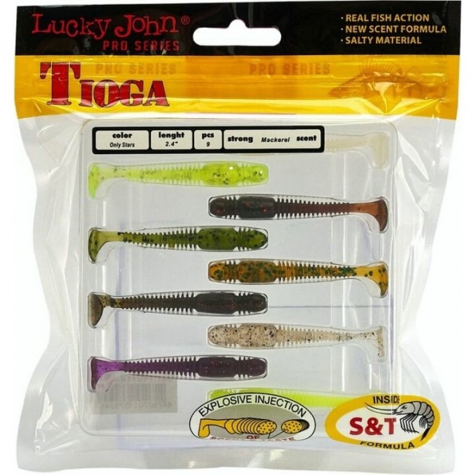 Виброхвост LUCKY JOHN PRO SERIES TIOGA 2.4 in (61 мм), цвет mix1 9Шт. 140119-MIX1